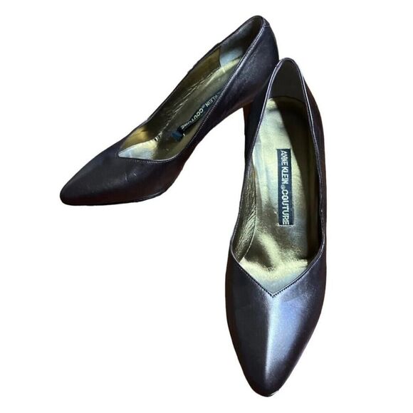 Anne Klein Couture Designer Heels Vintage Metallic Brown Pumps Made Italy 6.5M - Picture 5 of 12